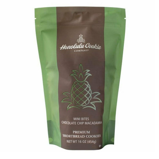 Honolulu Cookie Company Mini Bites Chocolate Chip Macadamia Premium Shortbread Cookies 16oz 454g