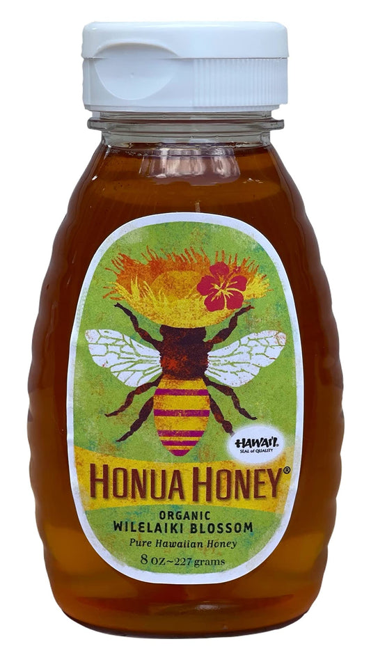 Honua Pure Hawaiian Honey 8 Ounce (Organic Wilelaiki Blossom)